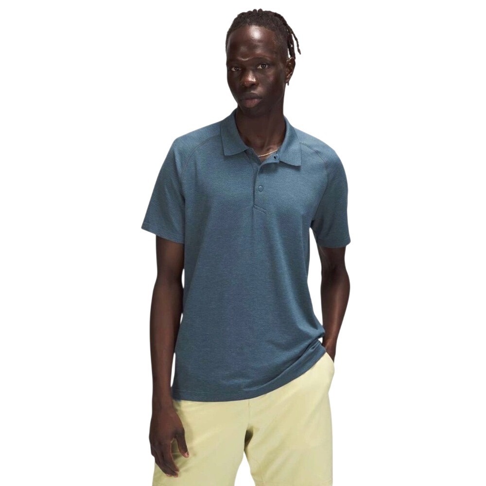 Lululemon Mens Size L Metal Vent Tech Polo Blue Active Athleisure Golf Tennis